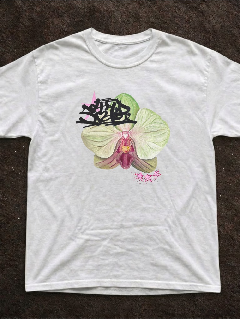 Y2K Orchid White Graphic Tee